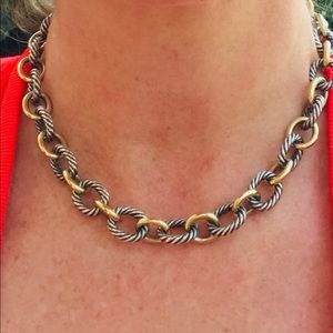 David Yurman SS/SOLID 18k Gold oval link necklace.
